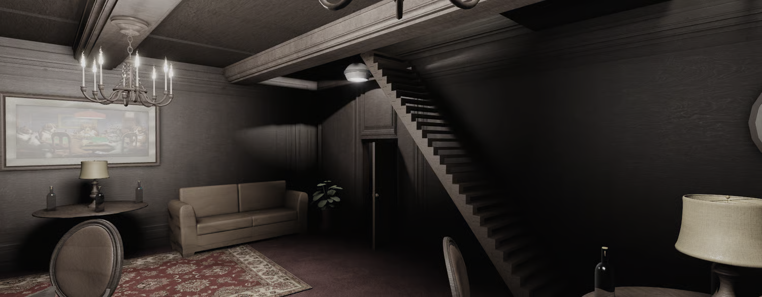 Classic office with old computer and desk props in Roblox