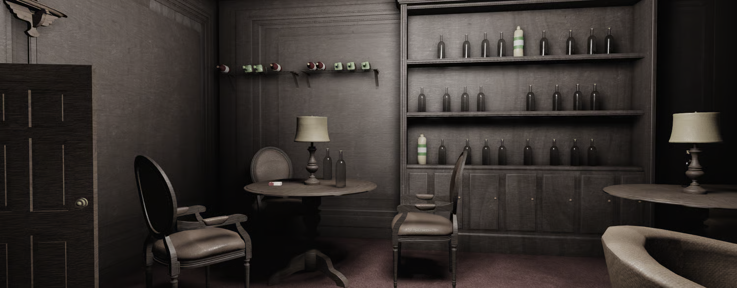 Billiards room and seating areas in Roblox social club map
