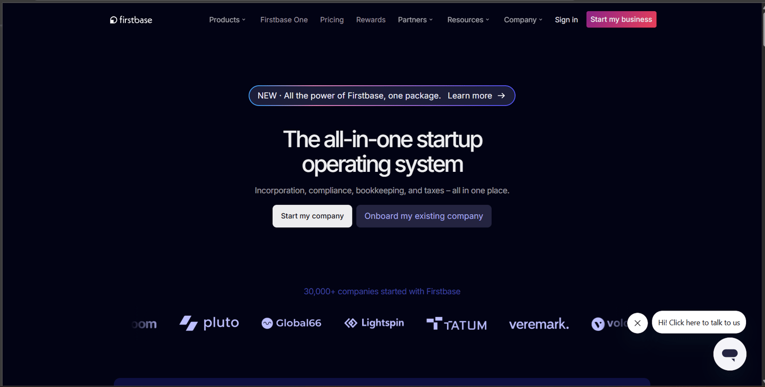 FirstBase website homepage