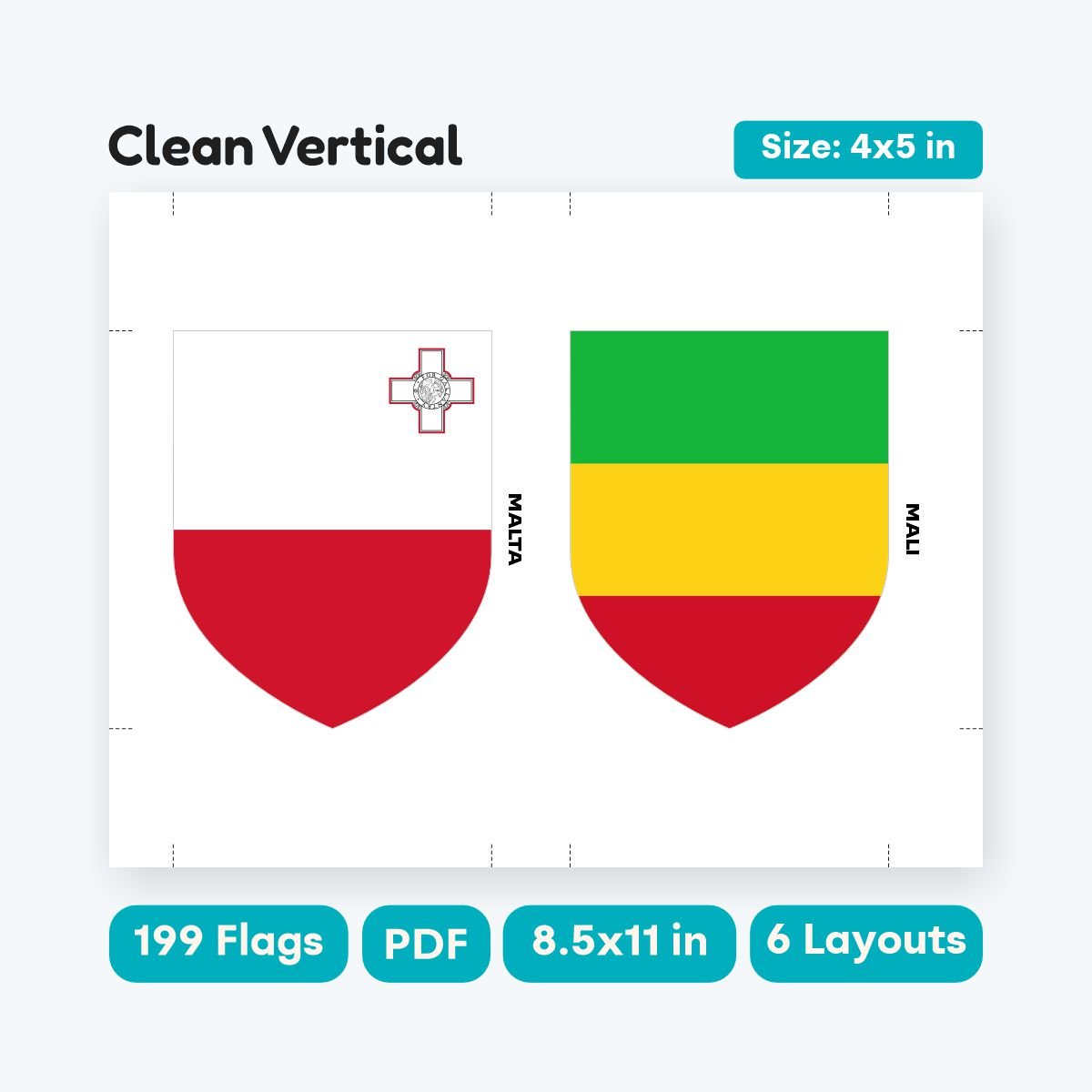 international flags garland shield printable