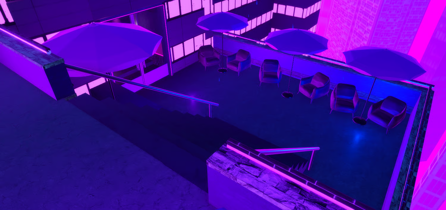 Atmospheric neon nightclub environment for Roblox roleplay