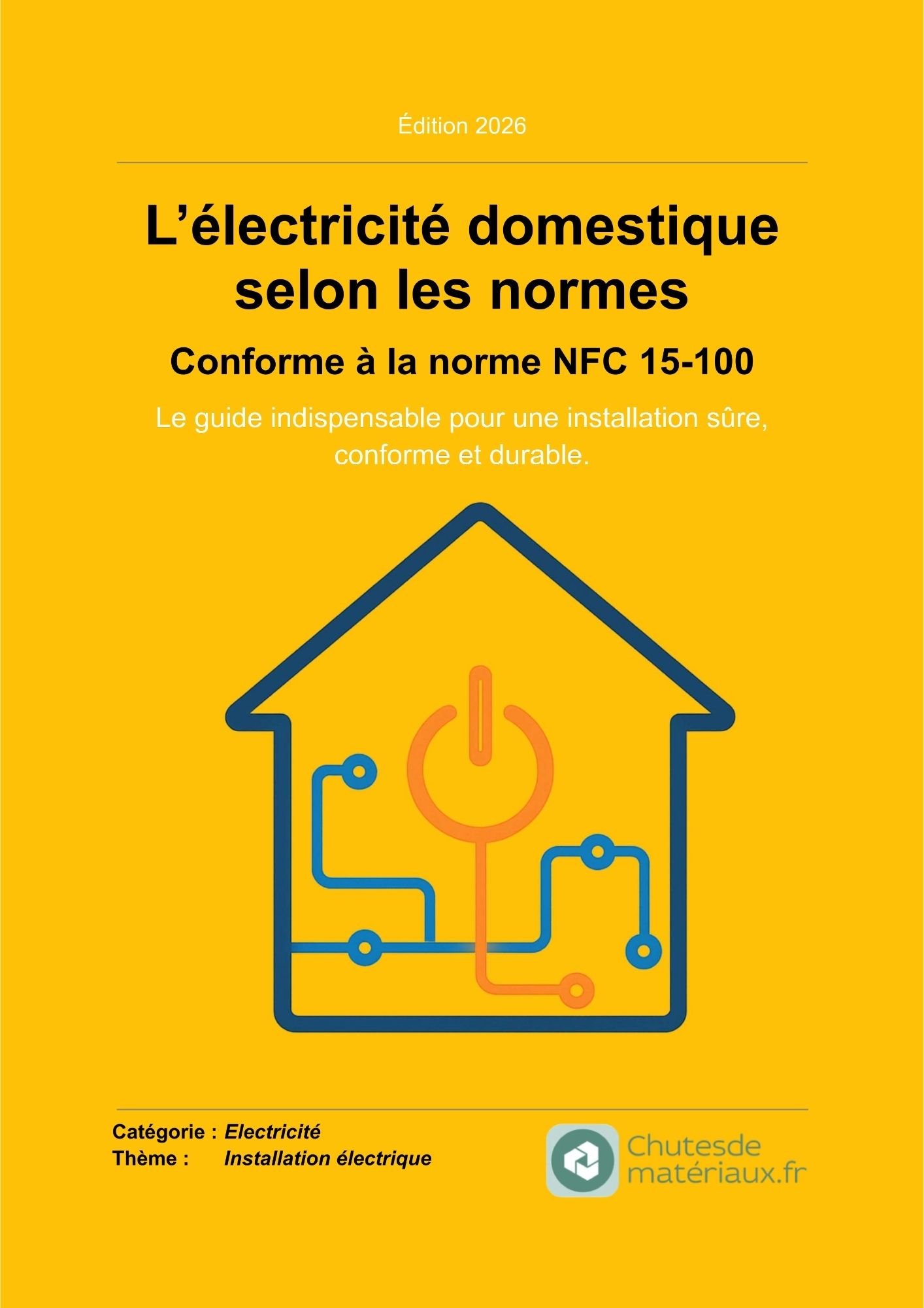Couverture du guide L’électricité domestique selon les normes conforme à la NFC 15-100 pour une installation électrique sûre et durable.