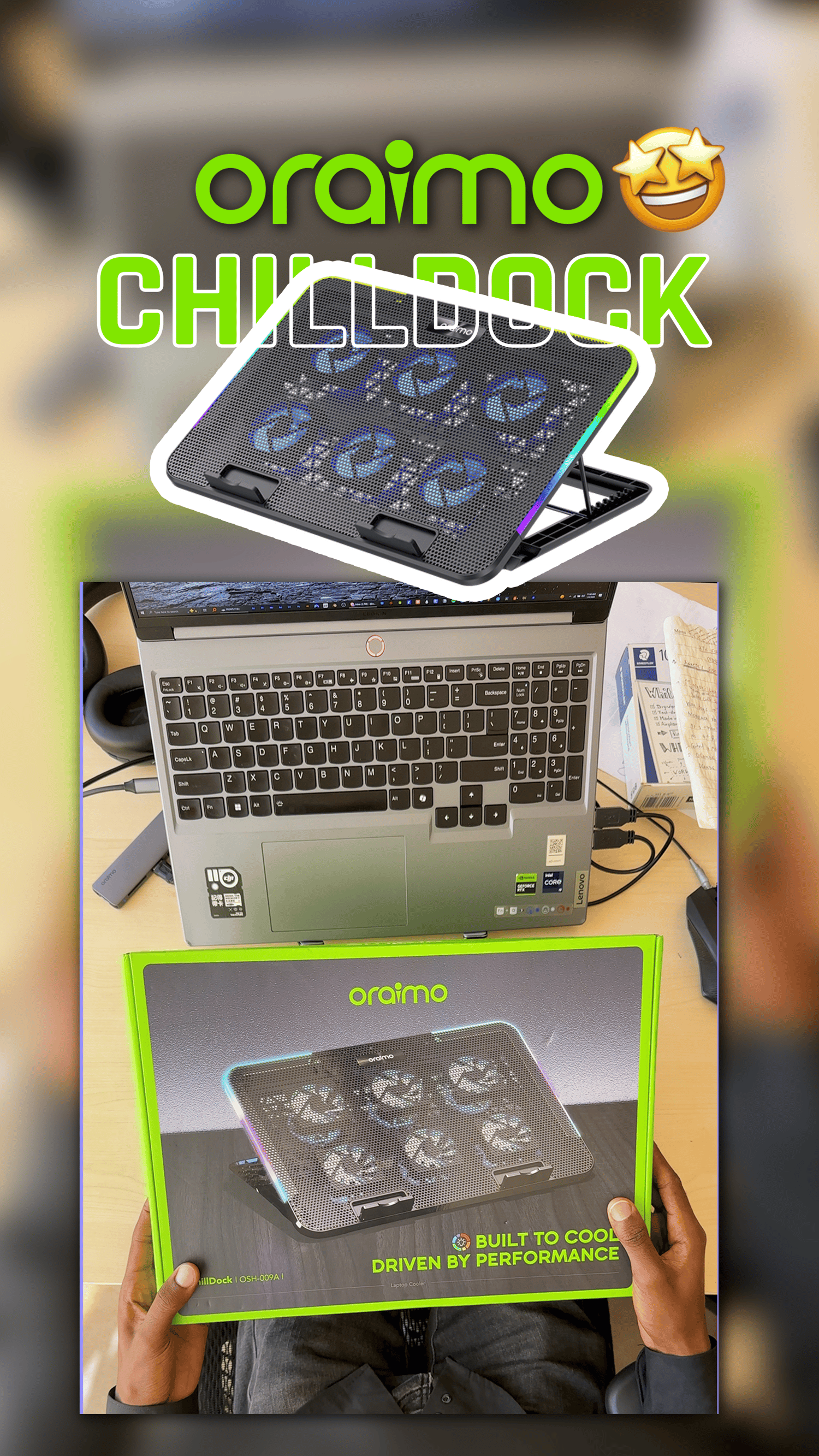 oraimo ChillDock Dual USB Ports Laptop Cooler