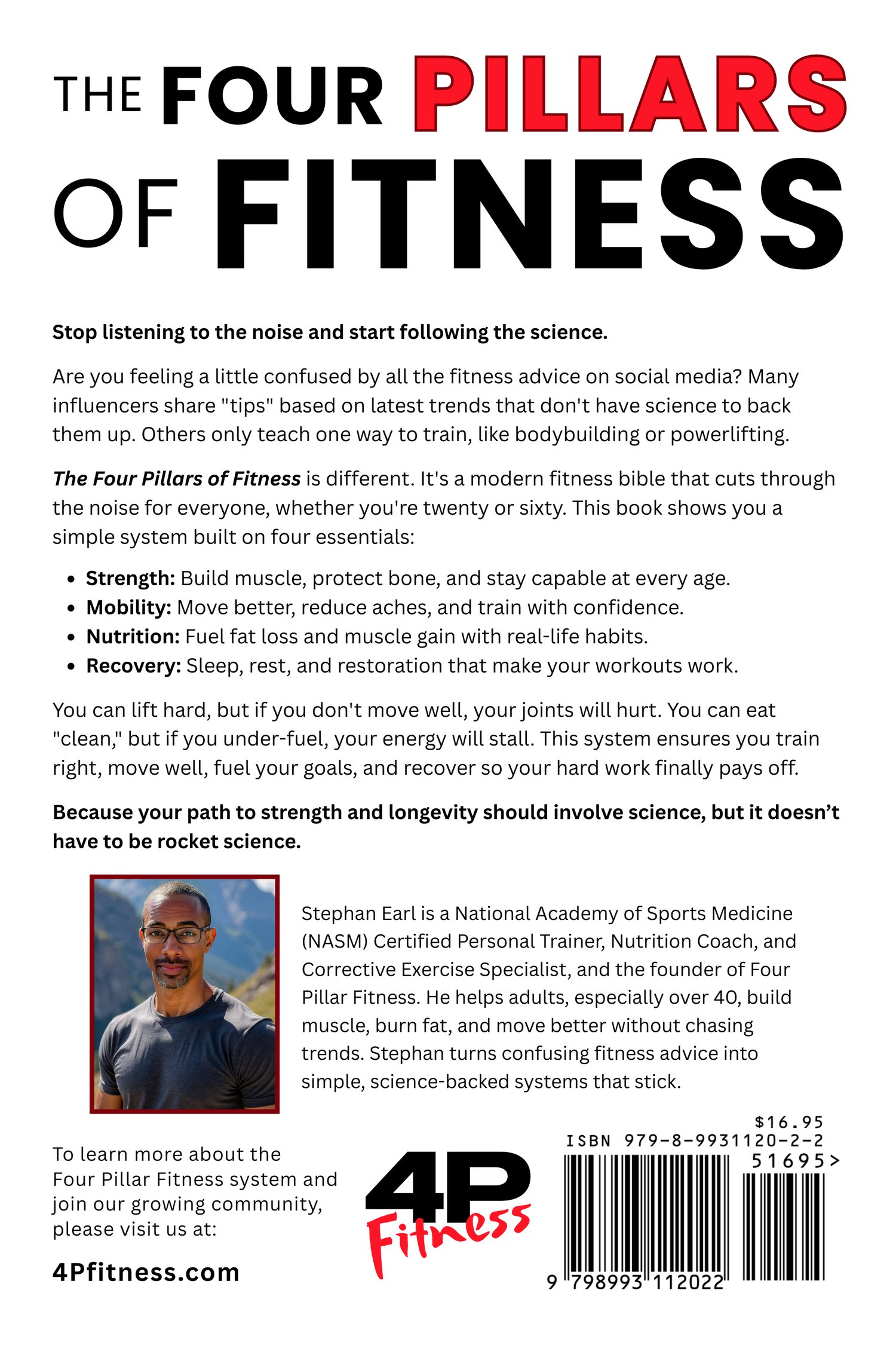 Rear Cover: The Four Pillars of Fitness: A Simple, Science-Backed System for Strength and Longevity by Stephan Earl