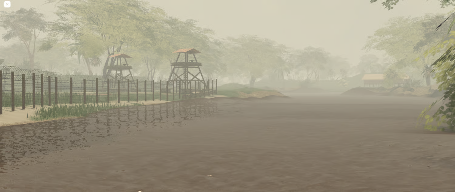Swamp terrain and realistic rice paddies in Roblox map