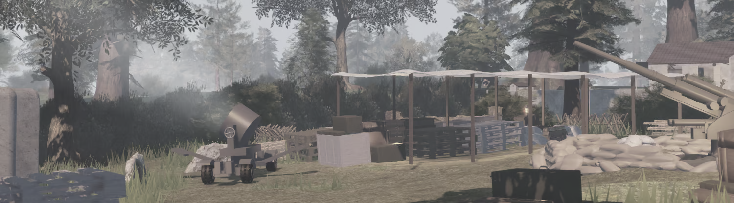 Forests and farmhouses in Roblox Normandy environment