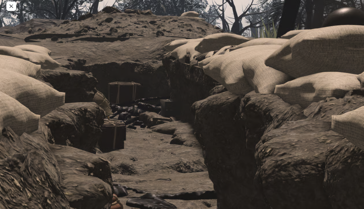 Lush foliage surrounding realistic battlefield