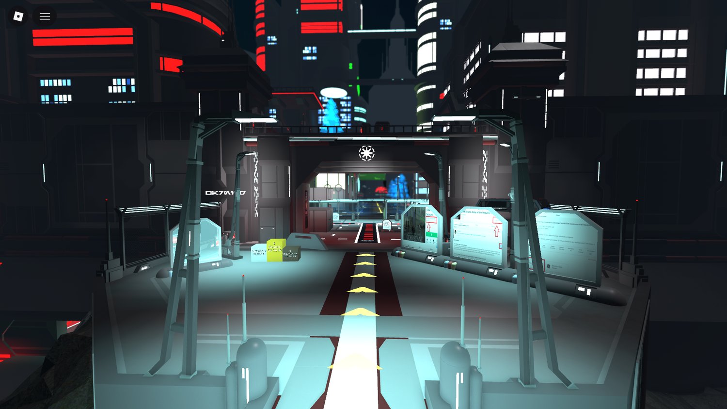 Immersive sci-fi border city atmosphere