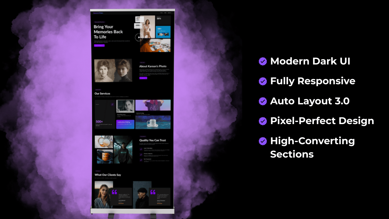 Reminisce — Premium Photo Restoration & Studio Landing Page