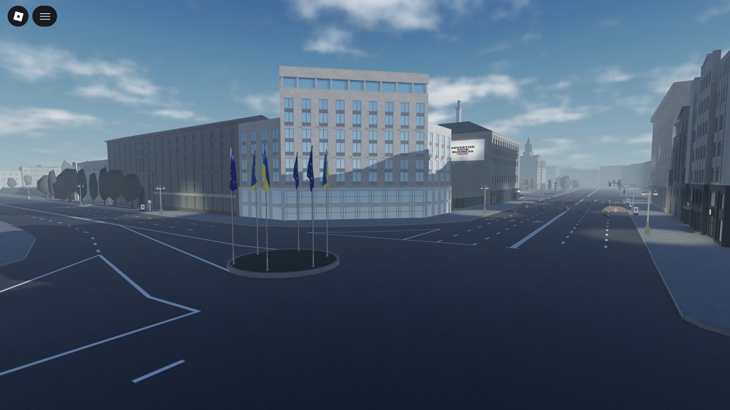 Ukrainian city square Roblox map overview
