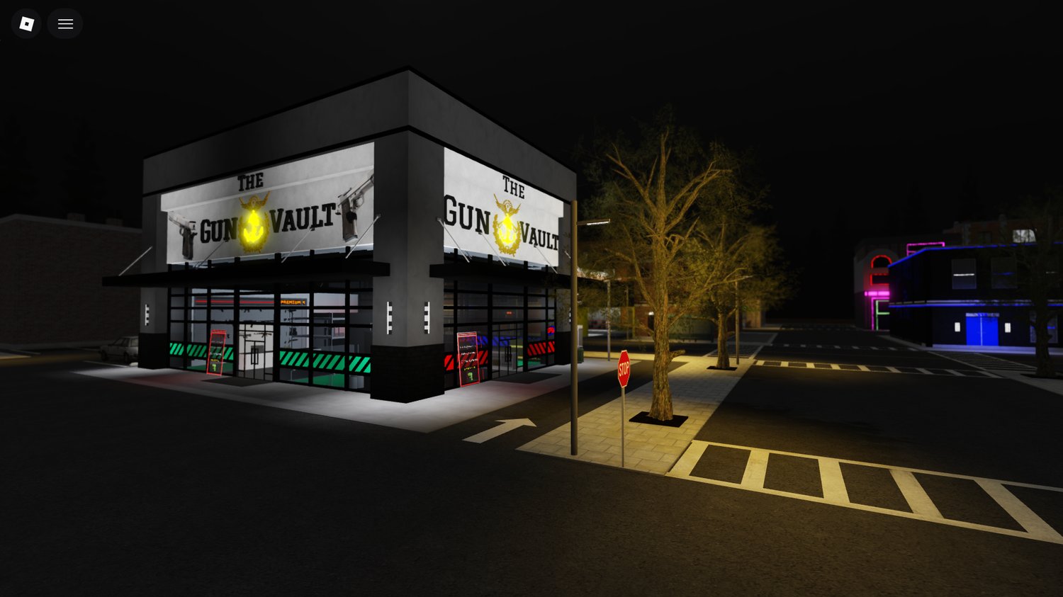 Detailed nighttime streets with realistic buildings