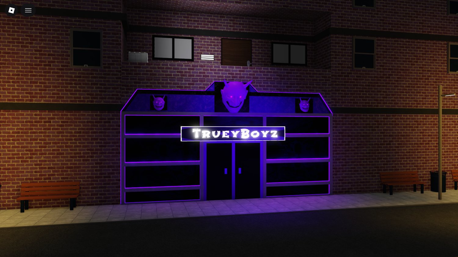 Neon-lit alleyway with moody city lighting