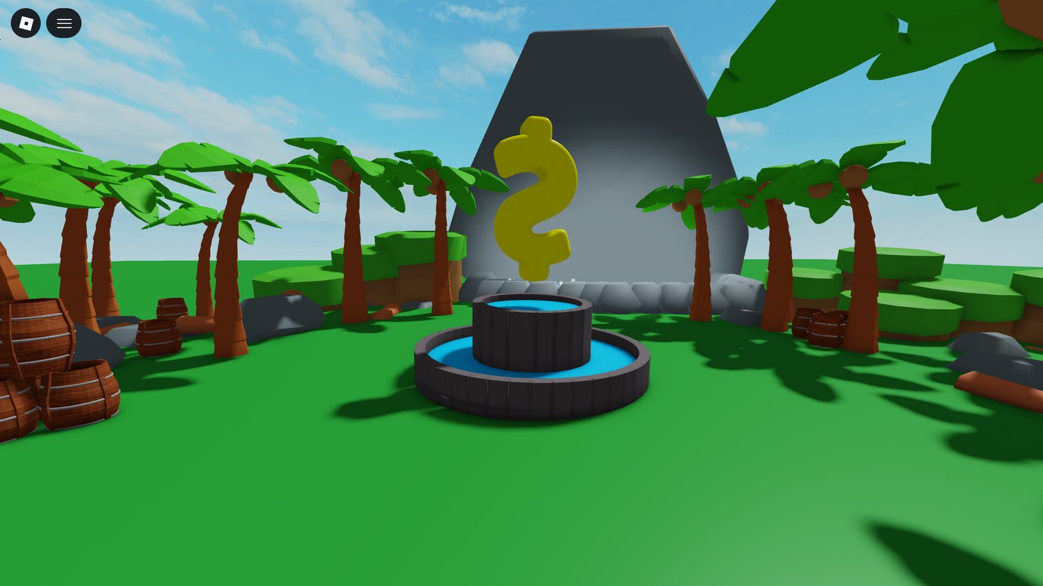 Golden dollar statue centerpiece asset