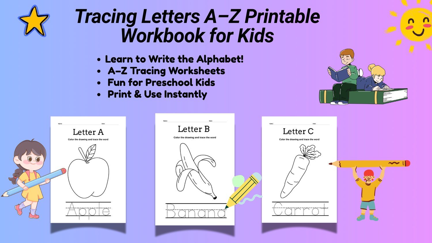 Tracing Letters A–Z Printable Workbook for Kids - Payhip
