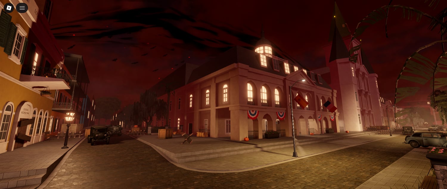 Halloween decorated city Roblox