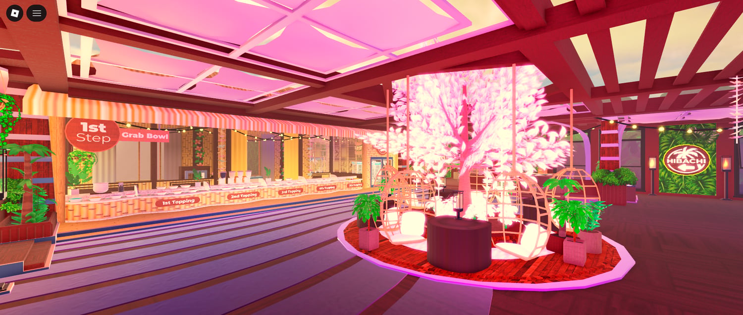 Scenic tropical restaurant in Roblox
