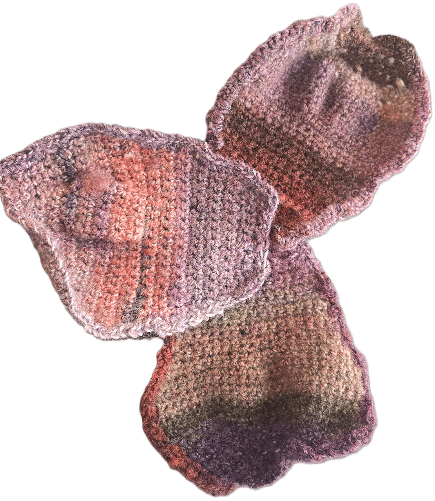 3 purple gradient crochet cabbage leaves