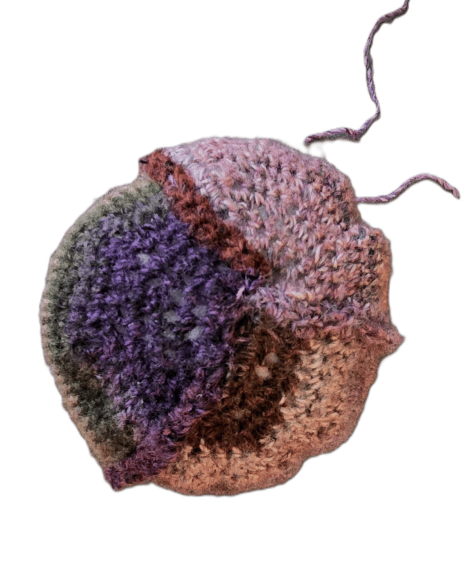 3 crocheted cabbage leaves combined to make a cabbage head