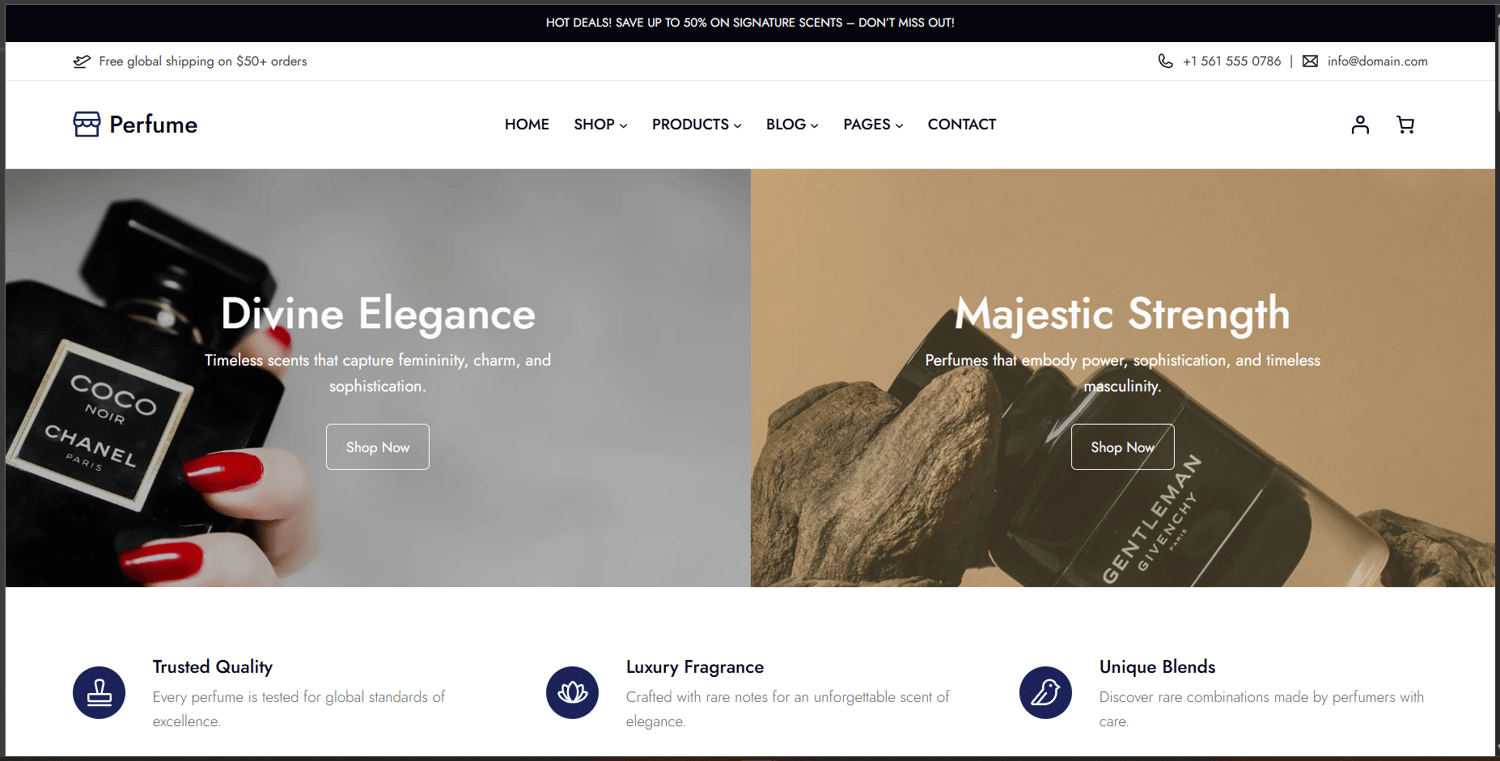 Perfume Store Pro WooCommerce theme