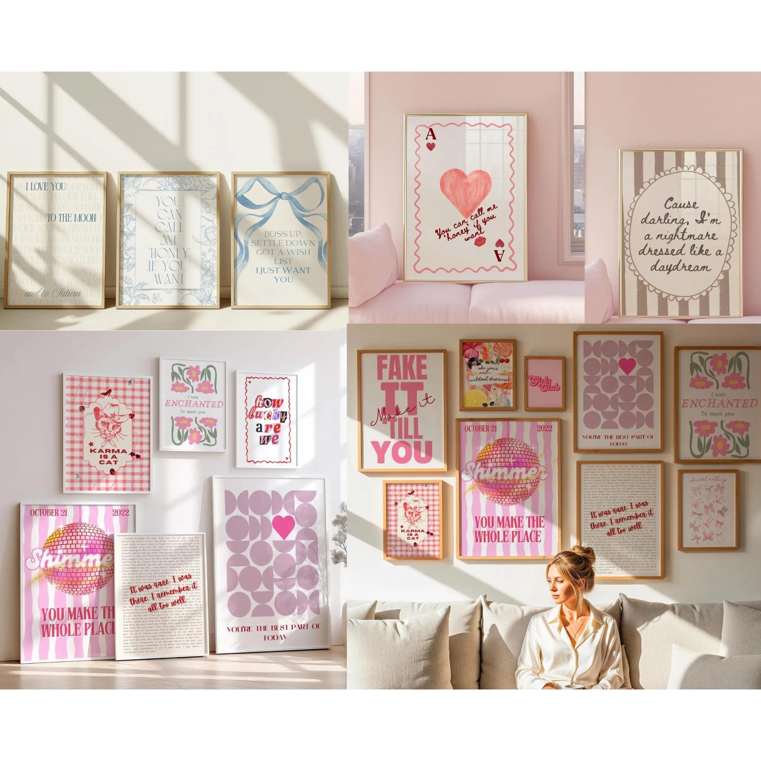 colorful gallerywall, life lessons taylor, taylor poster set, subtle taylor merch, swiftie merch, music poster set, taylor inspired art, never be so kind, champagne problems, ttpd print, favorite song lyric, girls dormdecor, dorm rooms wall art, custom qu