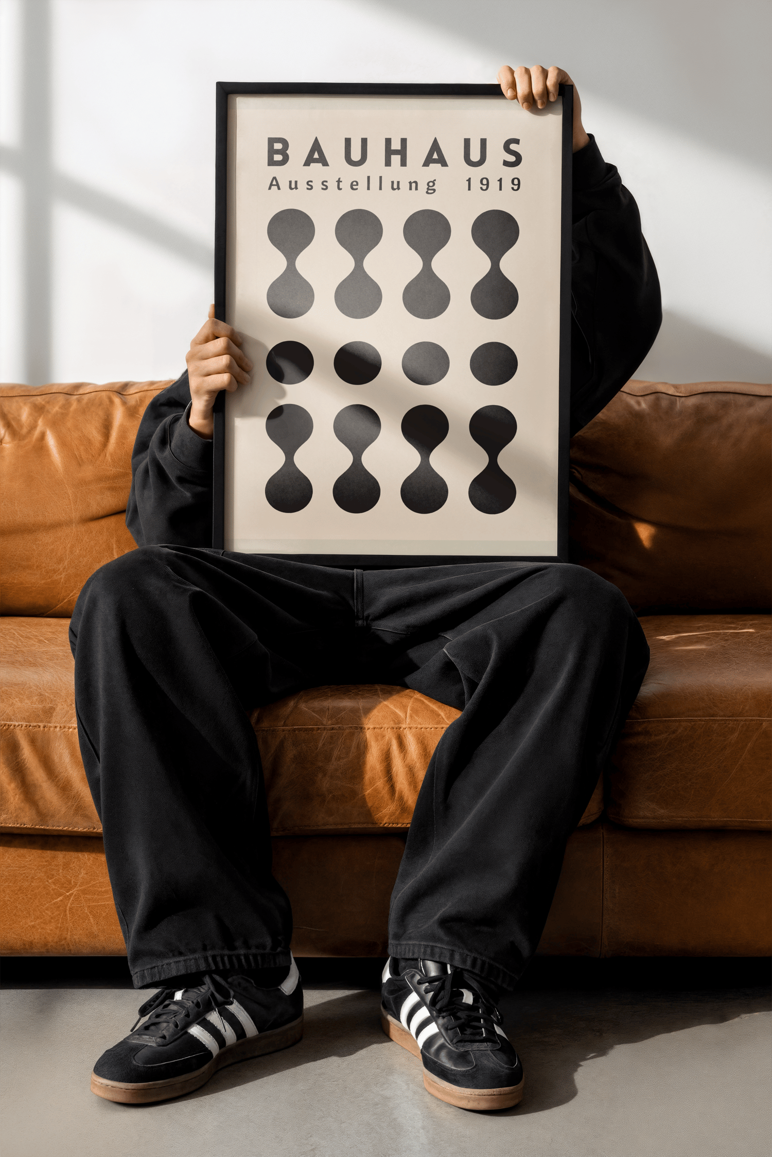 Modern, Bauhaus, and minimalist interiors  Art-inspired home décor lovers  Black and neutral wall art abstract displays  Curated, museum-style gallery walls