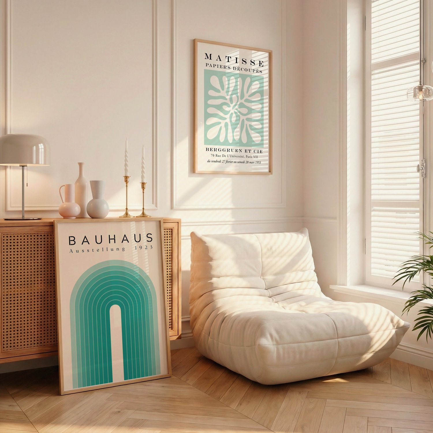 Bauhaus Matisse Kusama Inspired Set of 3 Prints | Green Abstract Wall Art | Modern Geometric Gallery Wall | Bauhaus Download