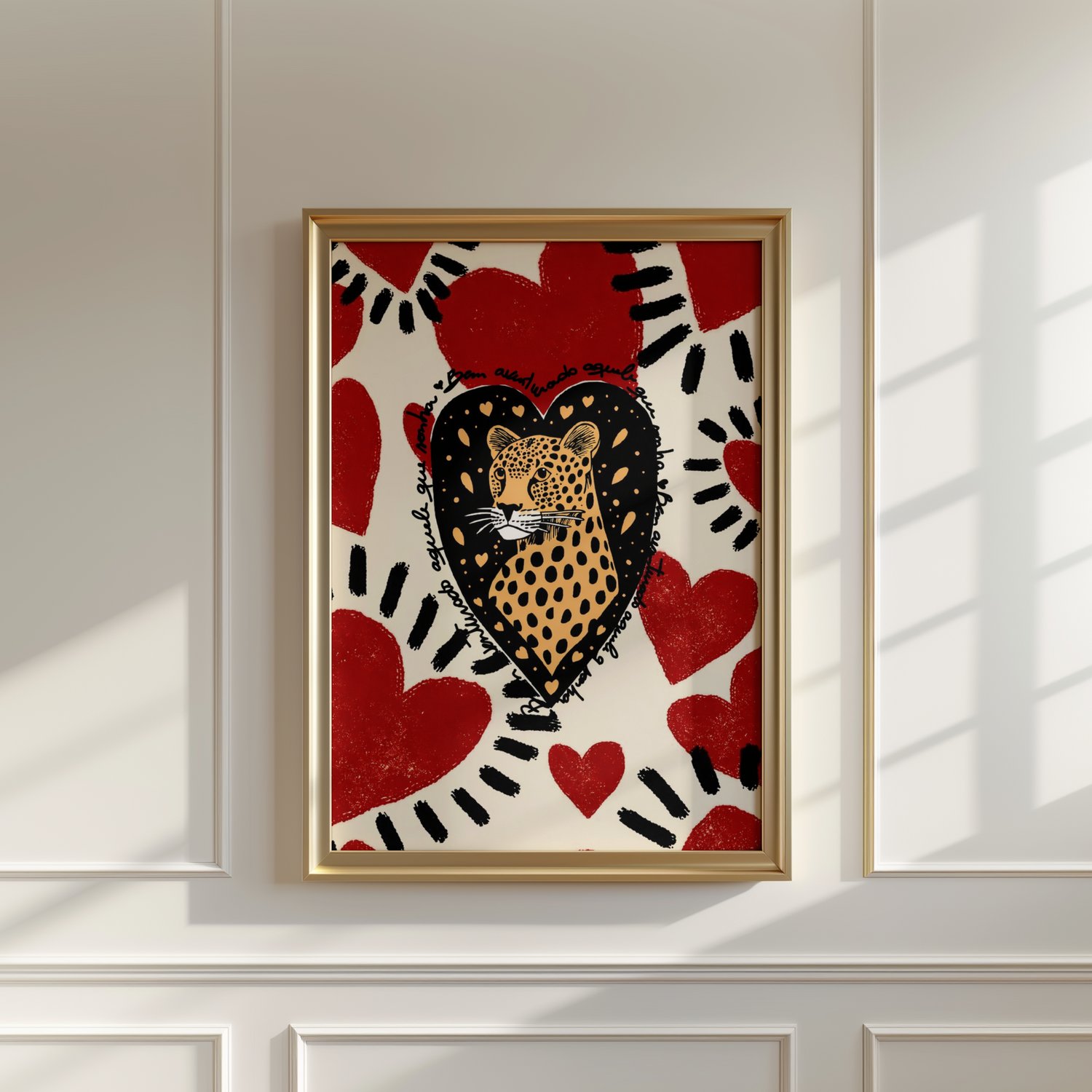 leopard poster, leopard wall art, animal poster print, heart leopard illustration, modern animal wall decor, bold wall art printable, digital download wall art, printable animal art, contemporary leopard art, 24x36 wall art