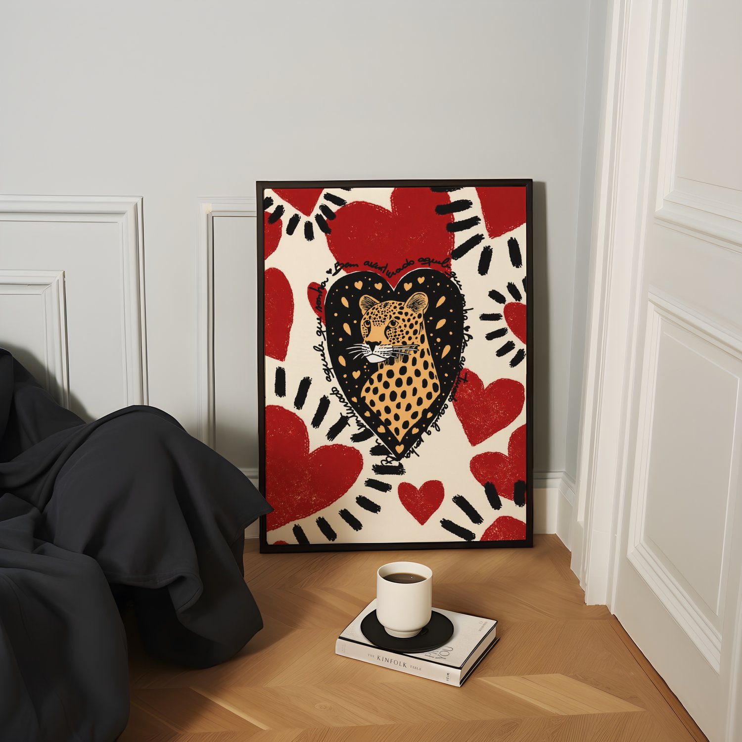 leopard poster, leopard wall art, animal poster print, heart leopard illustration, modern animal wall decor, bold wall art printable, digital download wall art, printable animal art, contemporary leopard art, 24x36 wall art