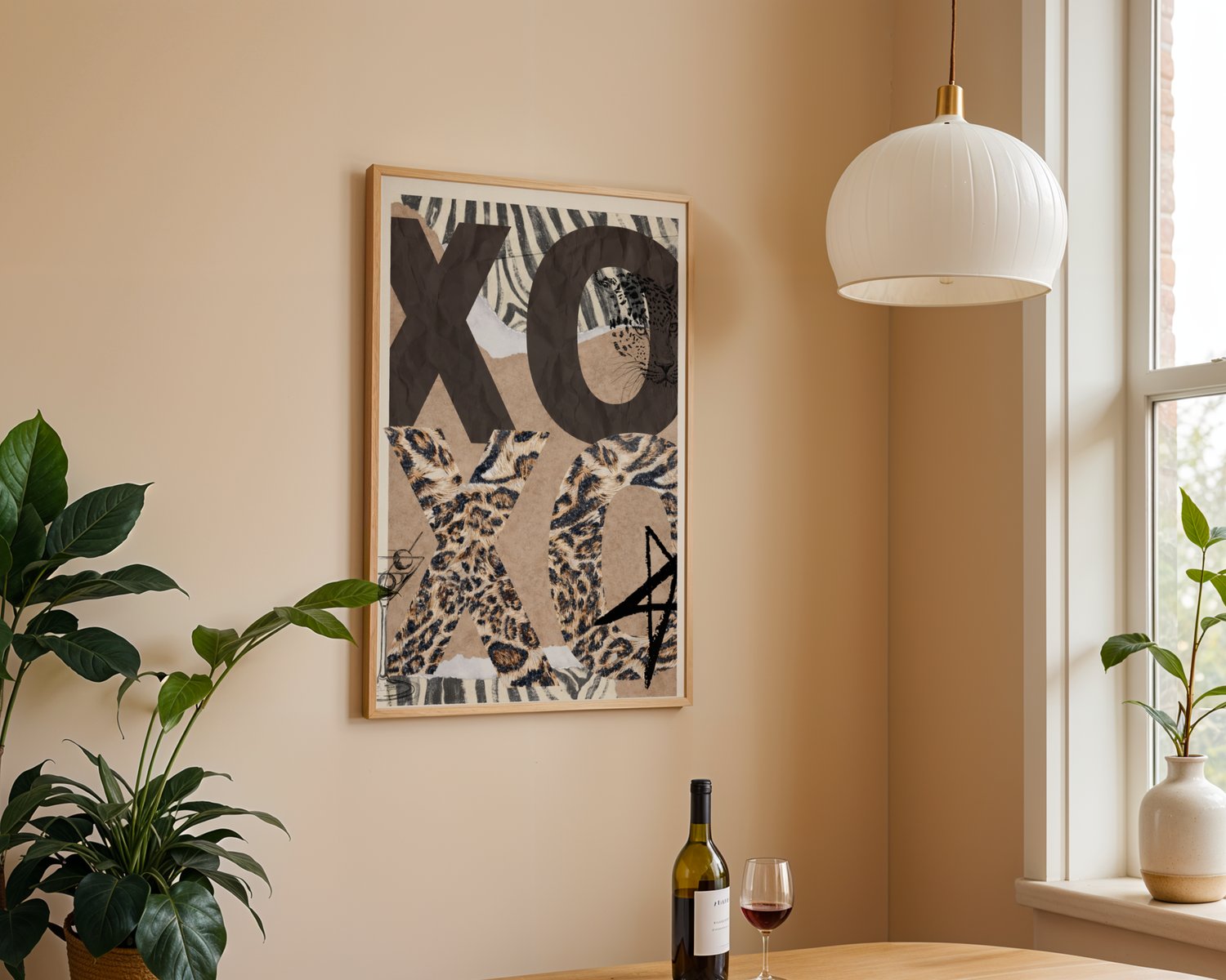 XO XO wall art, leopard wall art, animal print poster, modern typography wall art, mixed media collage print, bold wall decor, fashion inspired wall art, digital download wall art, printable wall art, contemporary animal decor,