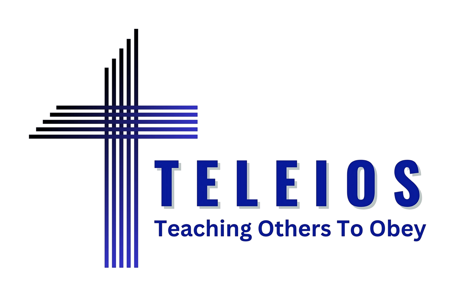The Teleios Coaching and Leadership Ministry logo features a stylized cross, symbolizing Jesus Christ as the foundation, source, and goal of the ministry. Teleios is a biblical term meaning spiritual maturity and completeness in Christ, reflecting the mission to help believers grow into Christlikeness.  The layered cross design represents discipleship, spiritual growth, and intentional biblical teaching, emphasizing obedience to Christ rather than knowledge alone. The deep blue color conveys truth, faithfulness, trust, and spiritual authority, reinforcing a Christ-centered and Bible-based approach to leadership and discipleship.  The tagline “Teaching Others to Obey” reflects the Great Commission (Matthew 28:20) and affirms that everything Teleios does is intended to bring glory to Jesus Christ by equipping believers to live obedient, transformed lives.