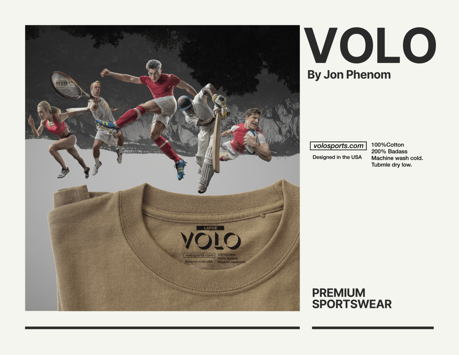 T-shirt featuring a man jumping on a skateboard, showcasing Volo Sports brand's streetwear design and fashion collaboration.