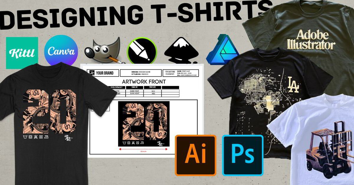 Creating streetwear t-shirt designs with Adobe Illustrator, highlighting fashion, design programs, and tools like Canva and Photoshop.