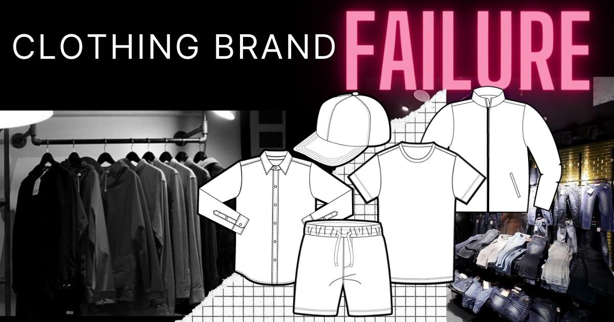 Visual guide on clothing brand failure, highlighting fashion design errors in streetwear and t-shirt collections.