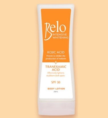 Belo Intensive Whitening body lotion SPF30, 200ml, designed for daily skin care use.