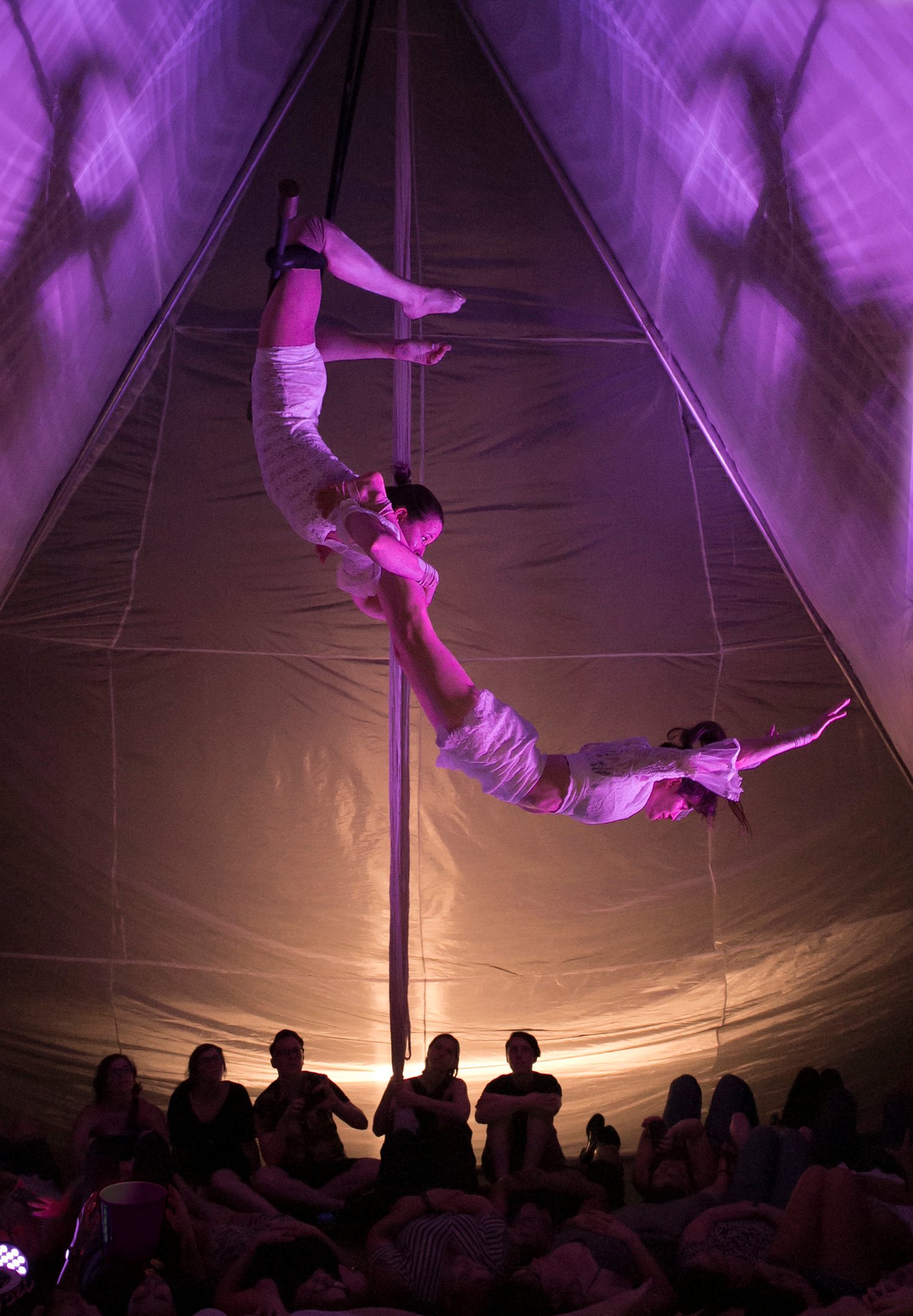 Trapeze artists from RwP's 2023 Production of Brave Space