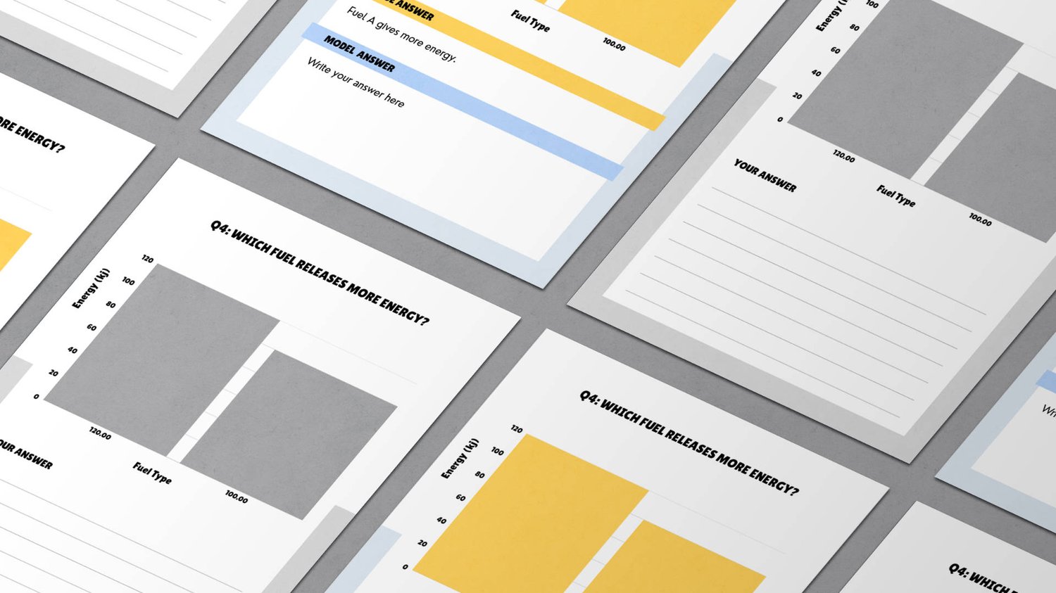 Science graph comparison resource showing dual datasets with comparative language guidance