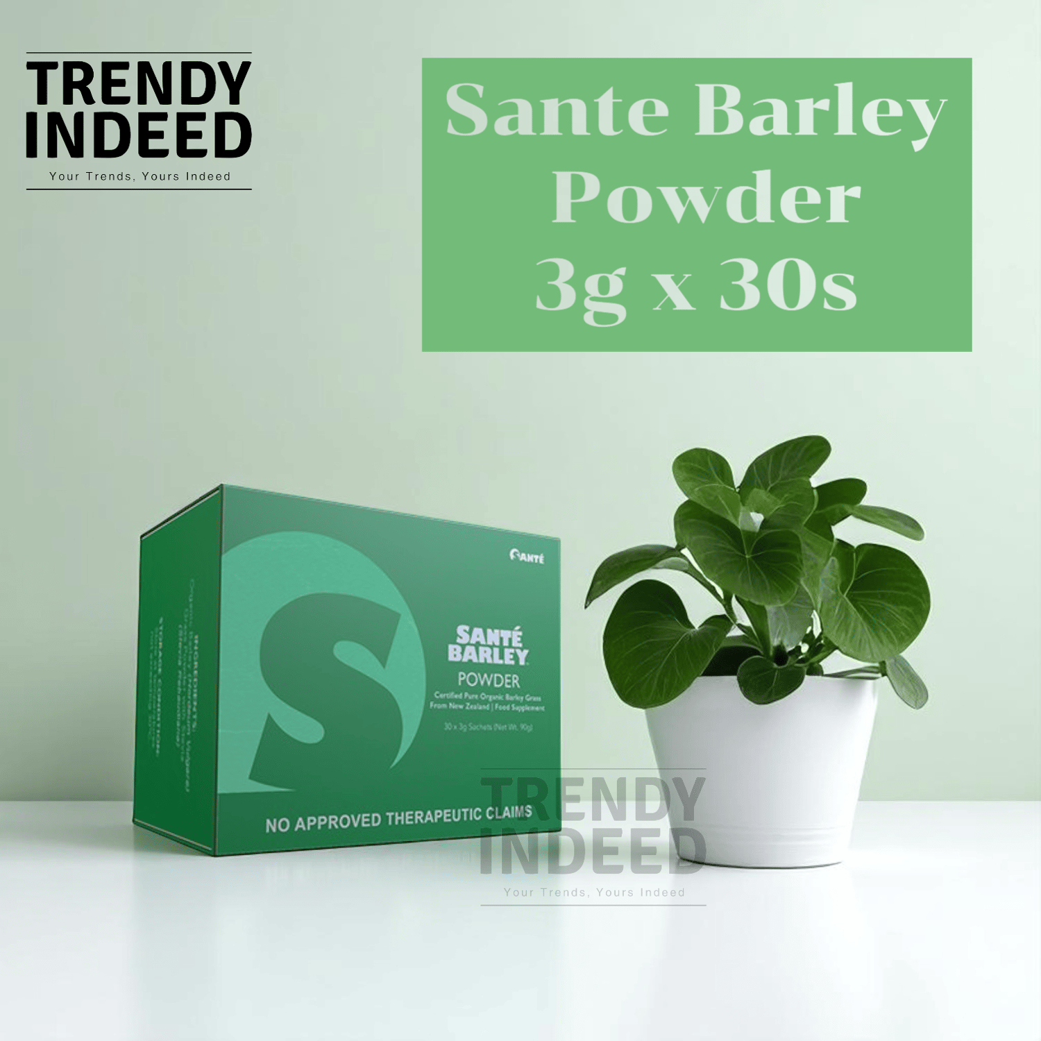 Santé Barley powder made from certified organic barley grass, 3g sachets with stevia, 30 pcs.