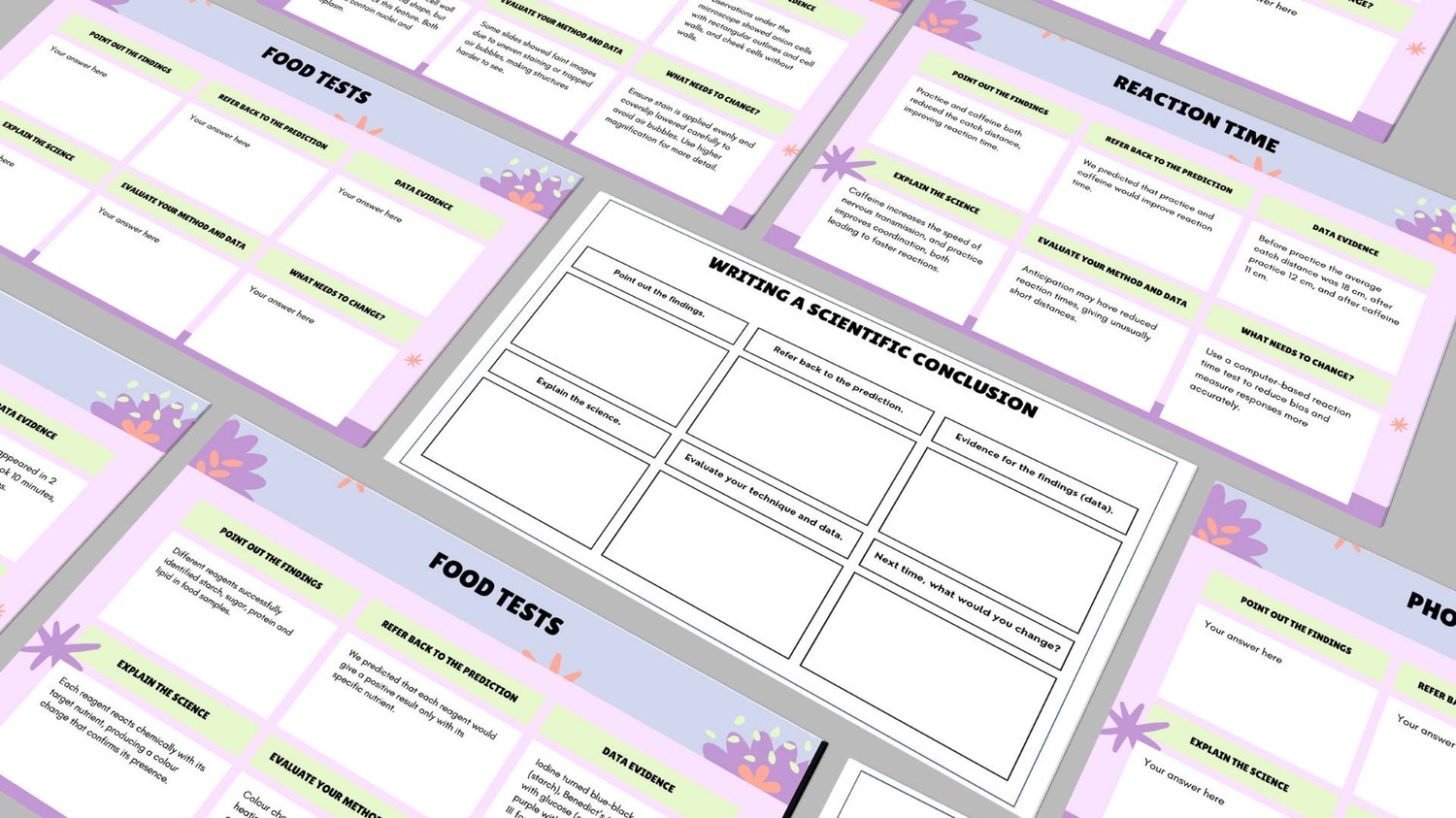 24-page biology 6MQ practice pack with photosynthesis and enzymes conclusions