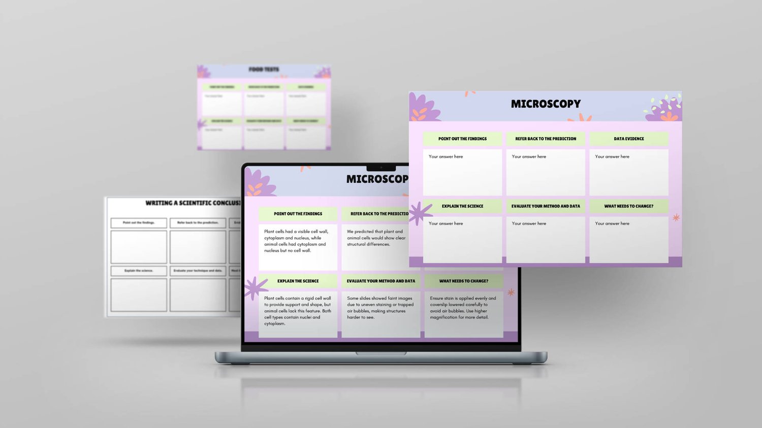 GCSE Biology 6-mark question scaffolds showing osmosis blank frame and model answer