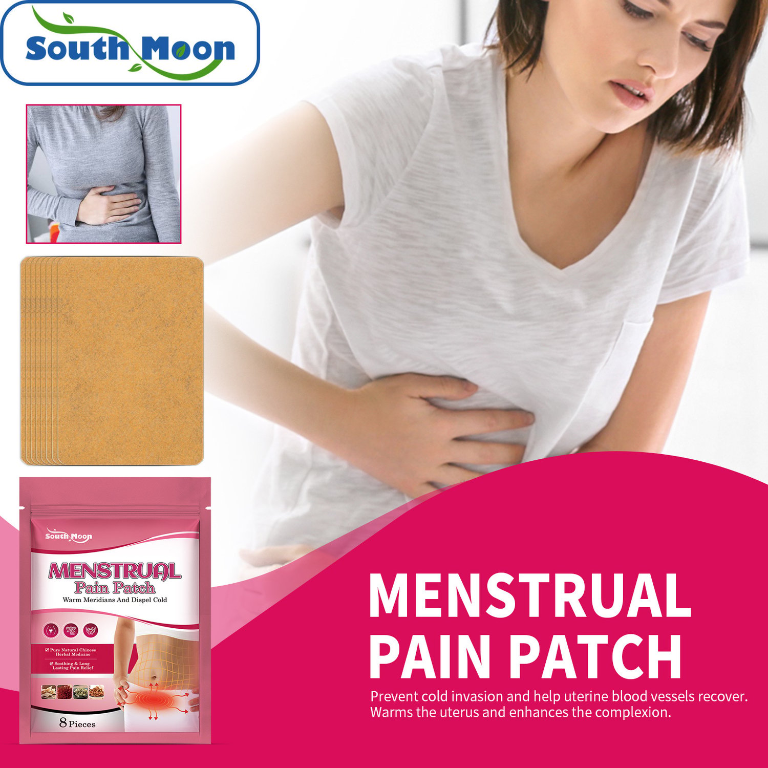 South Moon Herbal Warm Patch (8pcs) – Natural Body Heat Pad for Period Comfort