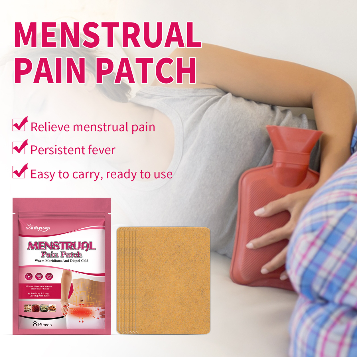 South Moon herbal warm patch for body use, pack of 8 pads.