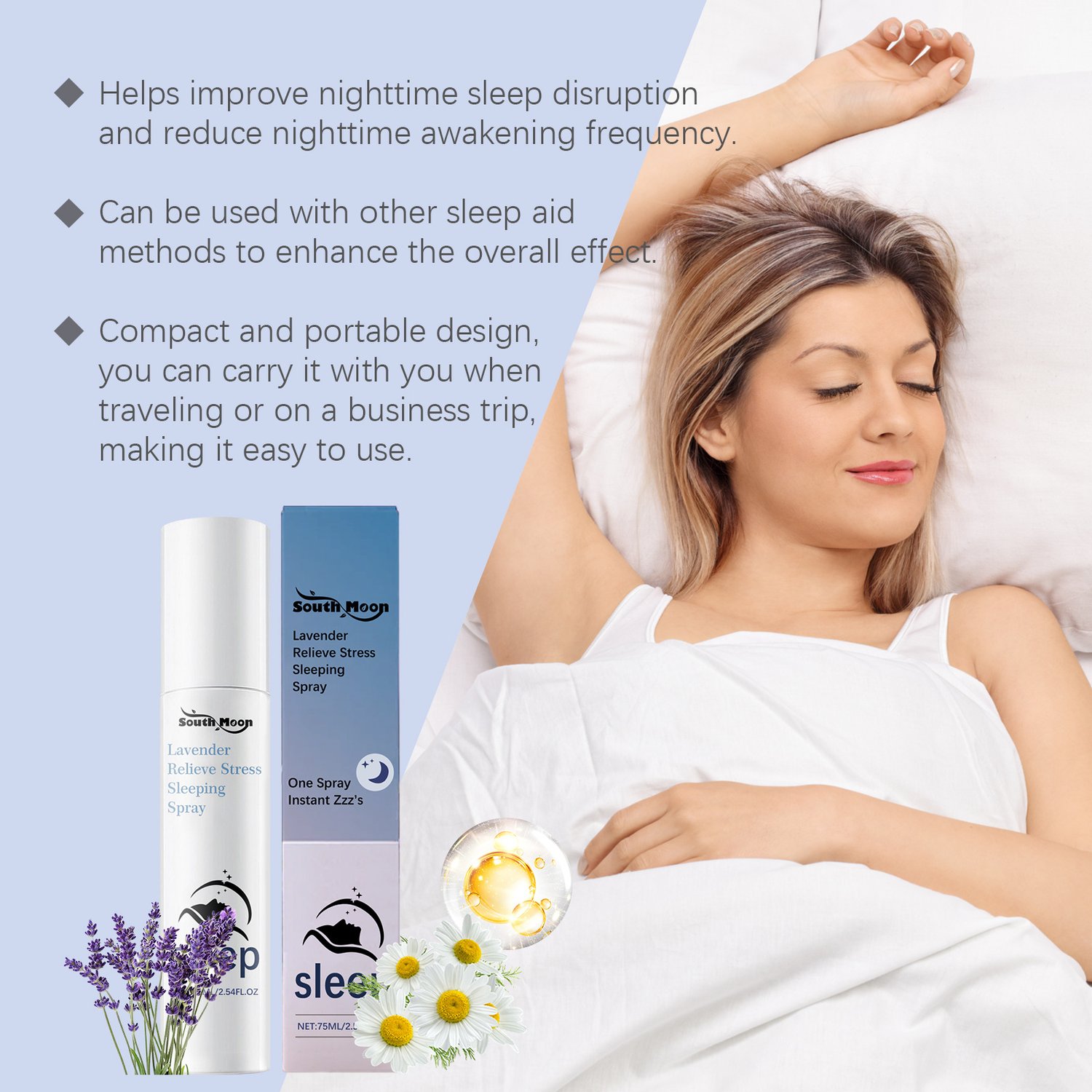 South Moon lavender room fragrance spray in a compact 75ml size.