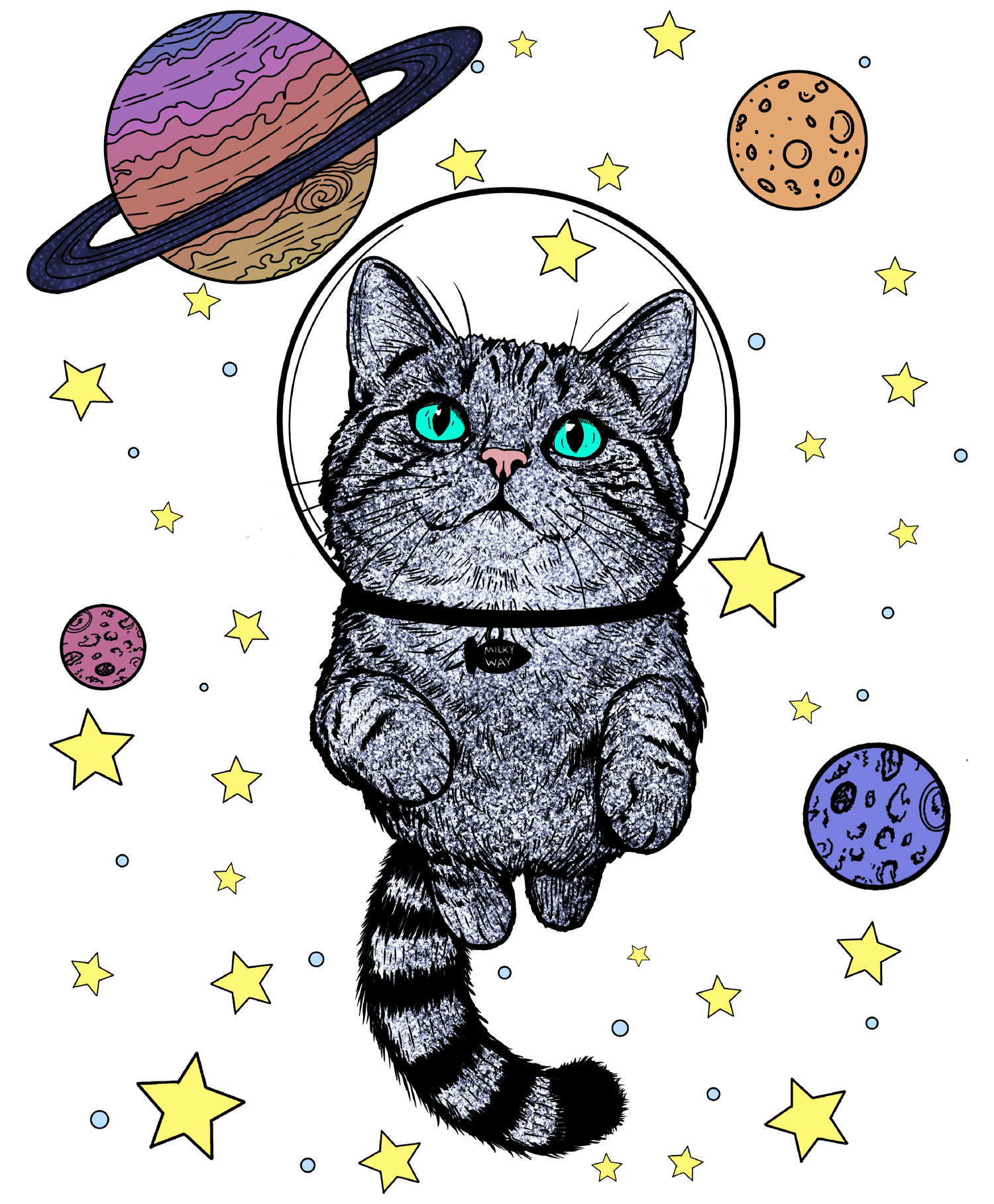 My 'Galaxy Kitty' I drew in ProCreate to design on products for my print on demand shops.