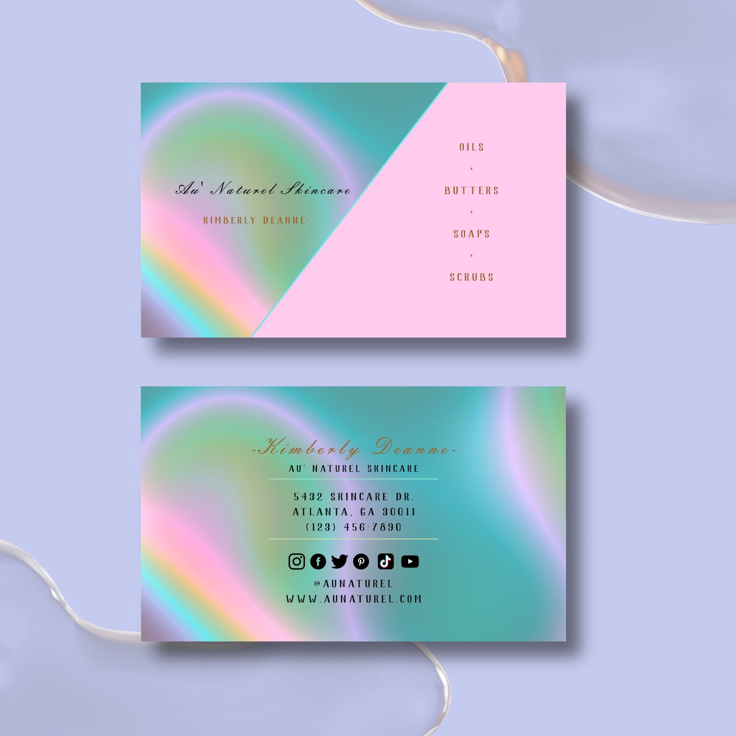 Elegant Faux Holographic Business Cards