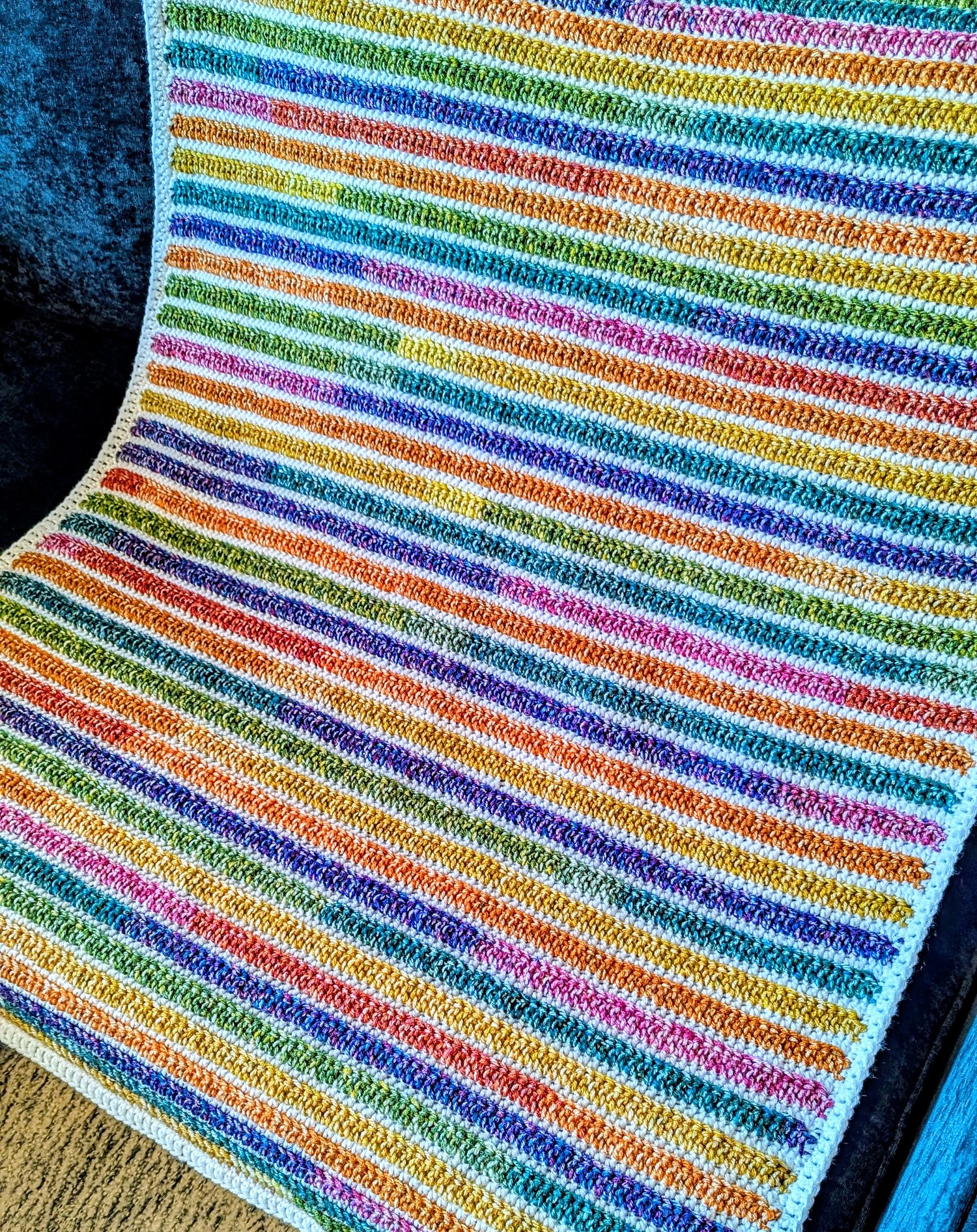 Prism crochet blanket on couch