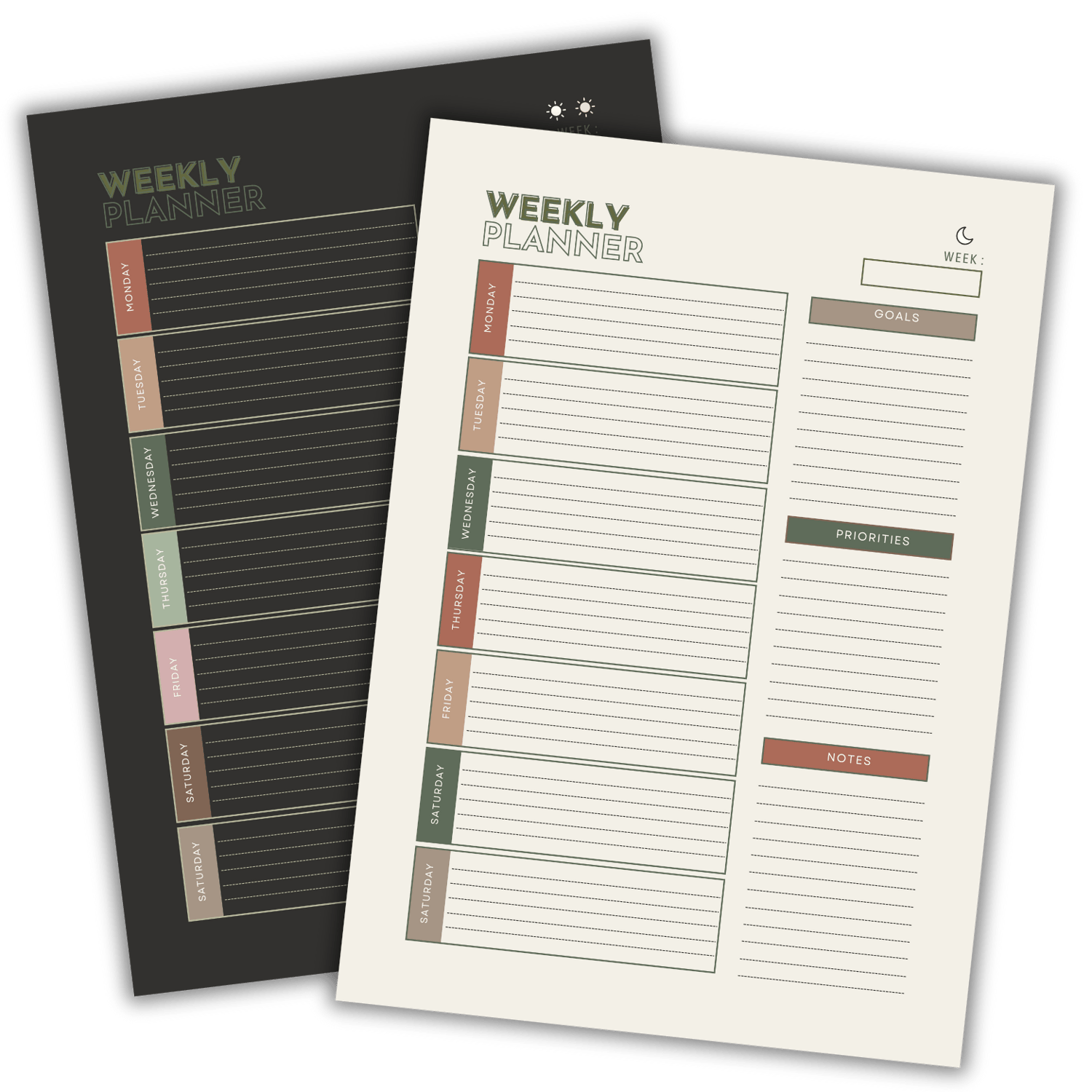 Dark Mode Printable Digital Weekly Planner - Payhip
