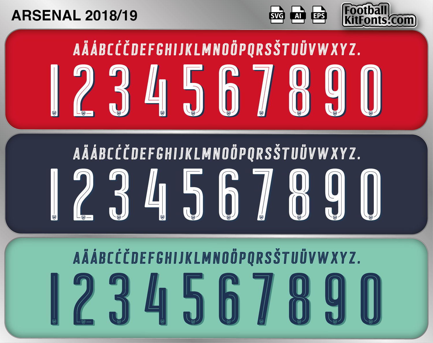 Arsenal 2018-19 Vector Font