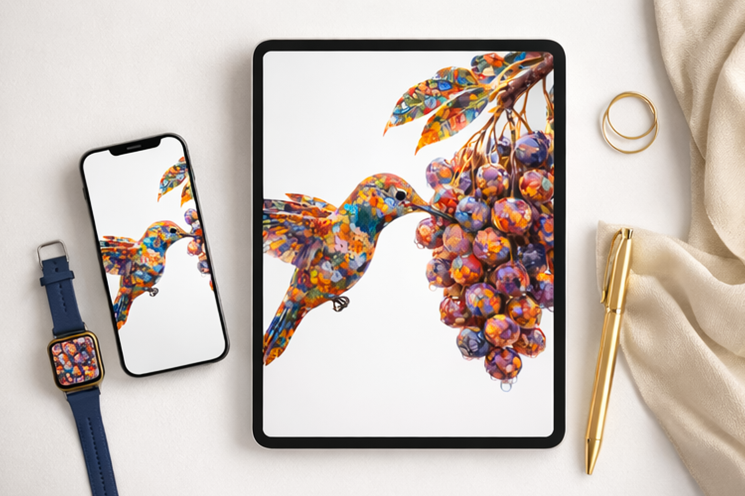 hummingbird art, abstract bird art, colorful bird illustration, modern botanical art, vibrant wall art, digital wall art, nature inspired art, luxury home decor art, abstract nature print, mosaic art style, contemporary illustration, bird lover art, print