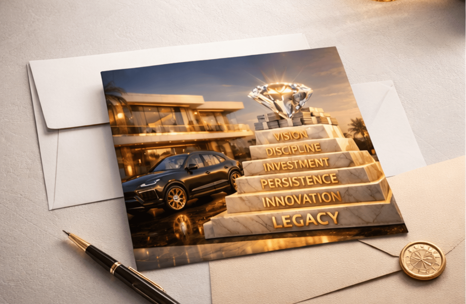 The Wealth Pyramid – Vision to Legacy | Ultra-Luxury Success Wall Art