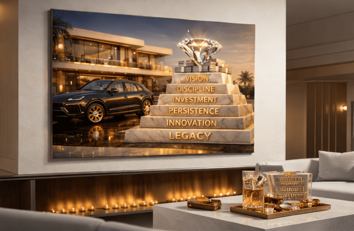 The Wealth Pyramid – Vision to Legacy | Ultra-Luxury Success Wall Art
